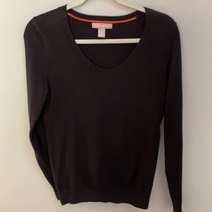 Banana Republic Black Shell Stitched Scoop Neck Sweater, Size S